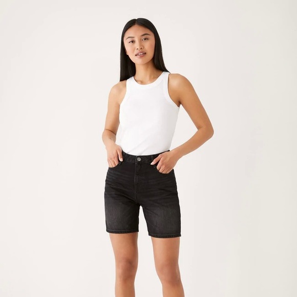 NWT Frank & Oak // The Stevie High Waisted Denim Bermuda Shorts in Black - Picture 11 of 11
